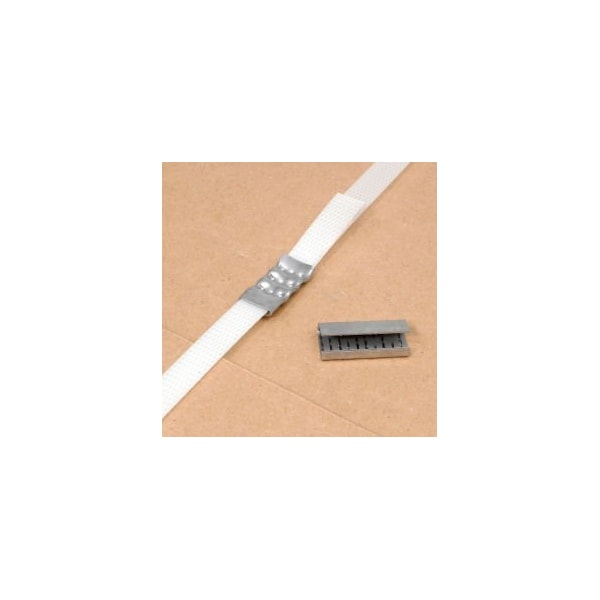 Pac Strapping Products Pac Strapping Serrated Polyester Strapping Seals, 1/2" Strap Width, Silver, Pack of 1000 HSS-4A - main